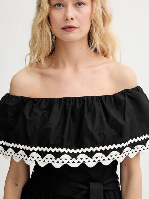 Morgan sukienka bawełniana kolor czarny mini rozkloszowana RCAPRI