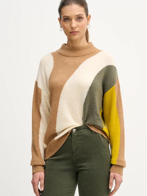 United Colors of Benetton sweter z dodatkiem wełny damski kolor beżowy lekki 11CZE10ER - zdjęcie produktu nr 1