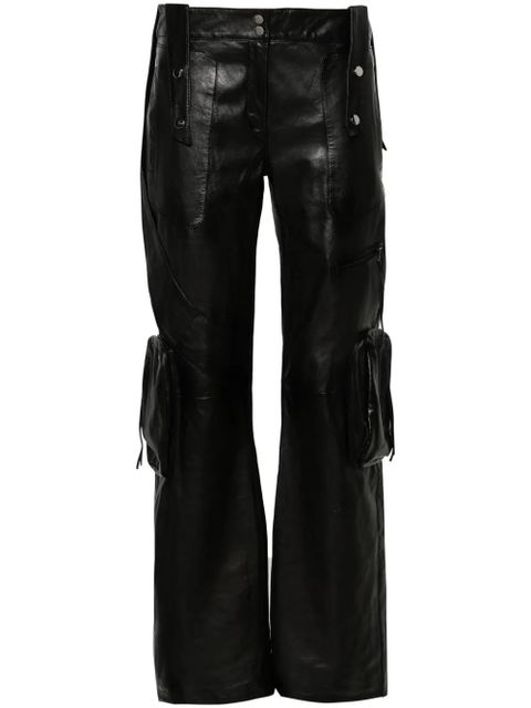 Blumarine straight-leg leather cargo trousers - Black - zdjęcie produktu nr 1