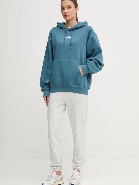 The North Face bluza Essential damska kolor zielony z kapturem gładka NF0A89ENBQ51