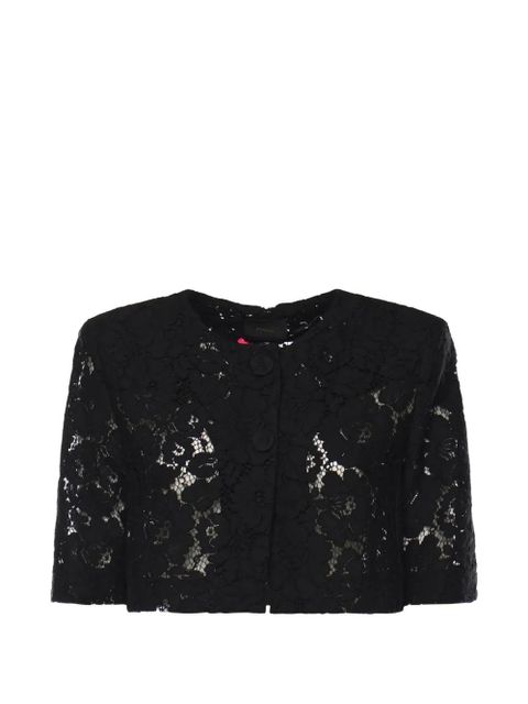 PINKO Lace Spencer button-up cotton jacket - Black - zdjęcie produktu nr 1