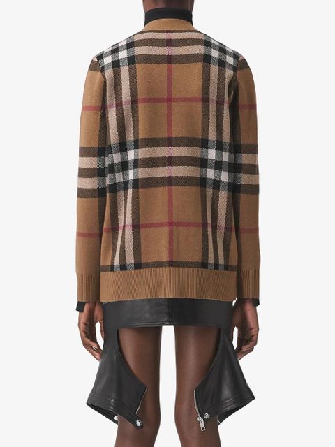 Burberry checked wool-cashmere blend cardigan - Brown - zdjęcie produktu nr 2