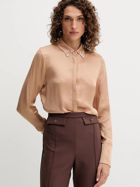 Fracomina koszula damska kolor beżowy regular z kołnierzykiem klasycznym FS25WT6010W65101 - zdjęcie produktu nr 1