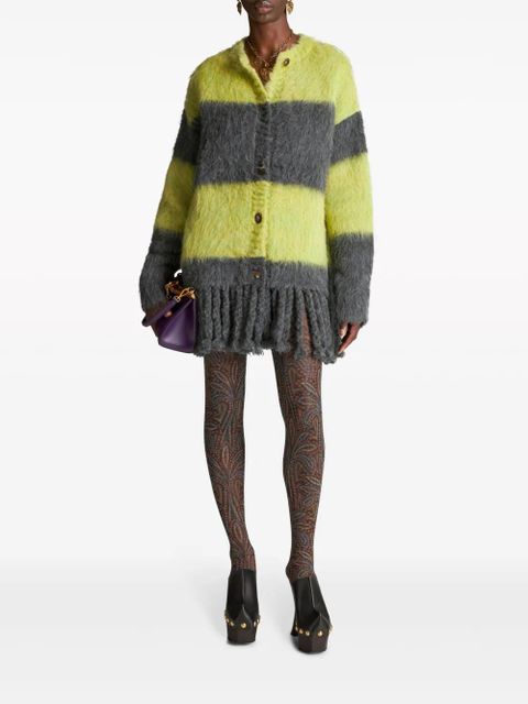 ETRO striped brushed cardi-coat - Grey - zdjęcie produktu nr 2