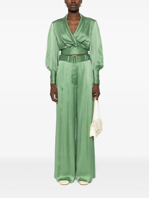 ZIMMERMANN silk cropped wrap top - Green