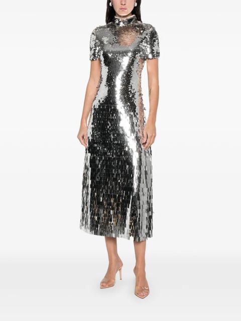 Self-Portrait sequin midi dress - Silver