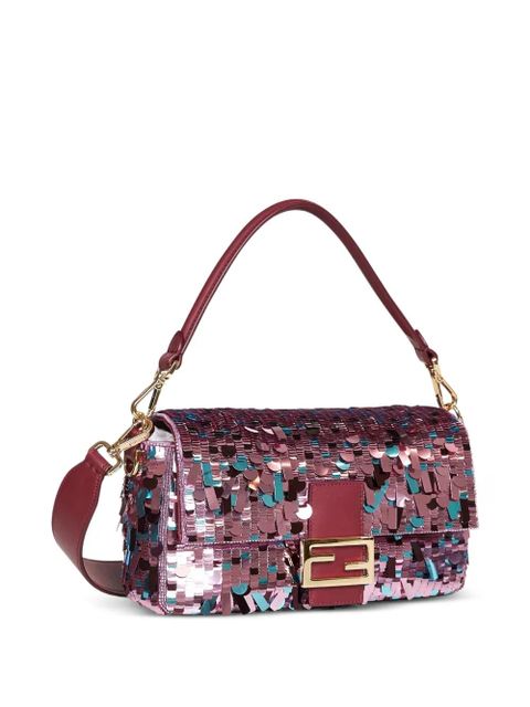 FENDI Baguette sequin-embroidered shoulder bag - Pink