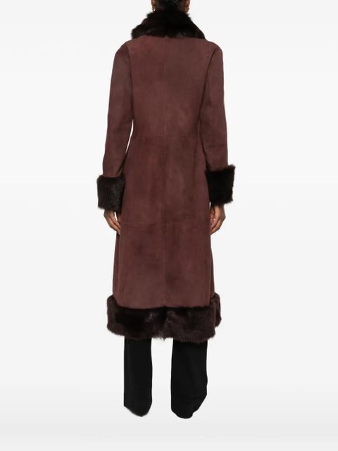 Nour Hammour Kaya single-breasted fur coat - Brown