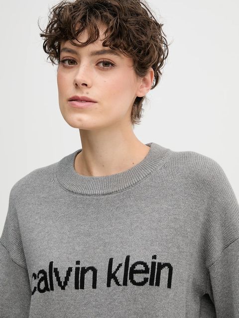 Calvin Klein Jeans sweter bawełniany damski kolor szary lekki LV047C311G