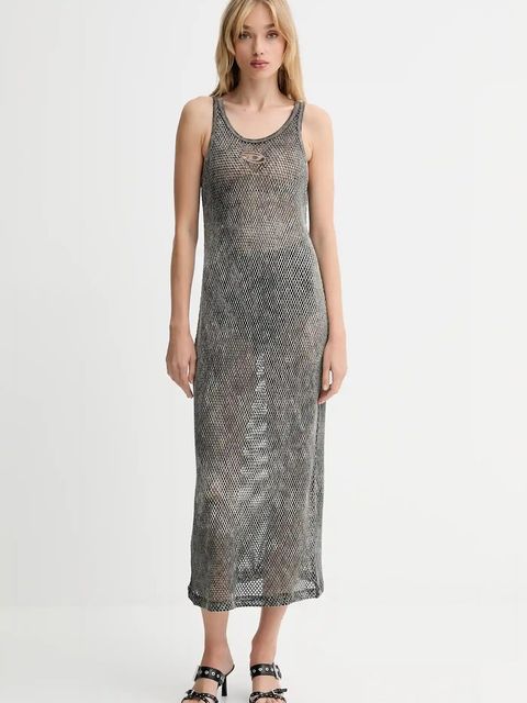 Diesel sukienka bawełniana MAEVE-UTLT kolor szary maxi prosta A18534.0HGBA