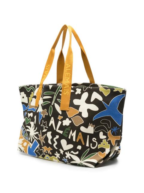 ALEMAIS Maroc printed beach bag - Black