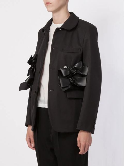 Comme Des Garçons bow appliqué round collar blazer - Black