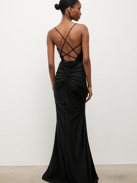 Answear.LAB sukienka kolor czarny maxi prosta