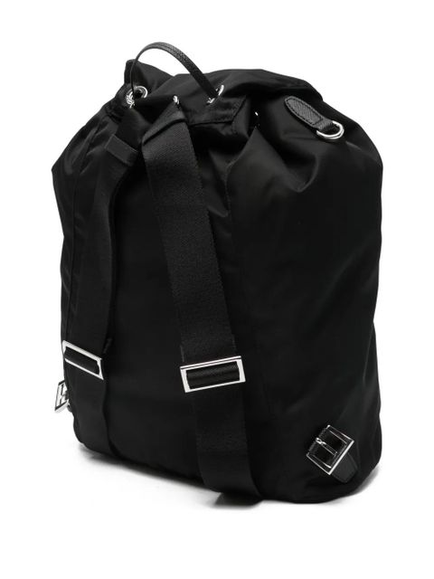 Prada logo plaque drawstring backpack - Black