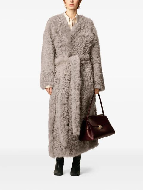 AMI Paris shearling belted coat - Grey