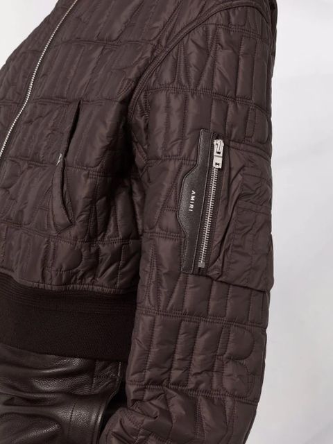 AMIRI quilted cropped bomber jacket - Brown