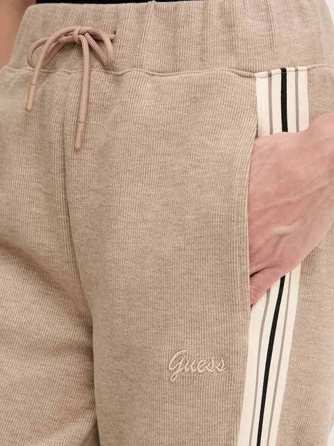 Guess spodnie dresowe z domieszką wełny MURIEL damskie kolor beżowy z aplikacją V5BB17 KCX52