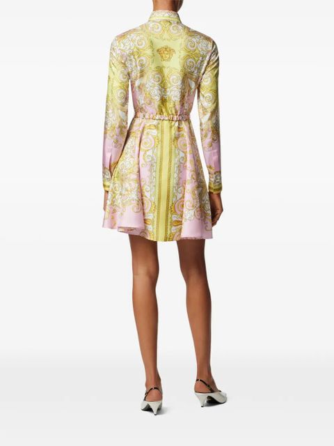 Versace Baroque-print belted mini dress - Pink