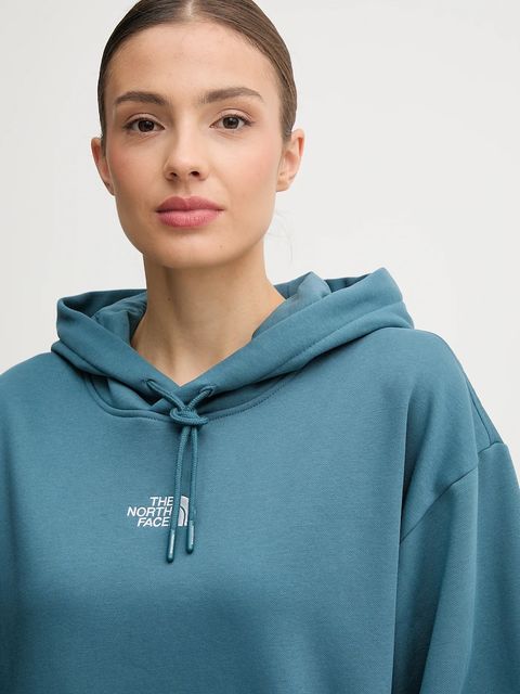 The North Face bluza Essential damska kolor zielony z kapturem gładka NF0A89ENBQ51