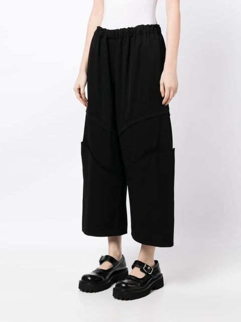 Comme Des Garçons elasticated-waist cropped wool trousers - Black