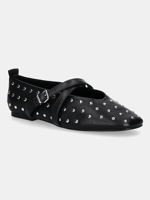 Tommy Jeans baleriny skórzane MARYJANE STUDDED BALLERINA kolor czarny EN0EN02886 - zdjęcie produktu nr 1