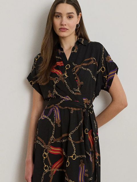 Lauren Ralph Lauren sukienka kolor czarny midi rozkloszowana 200P02008