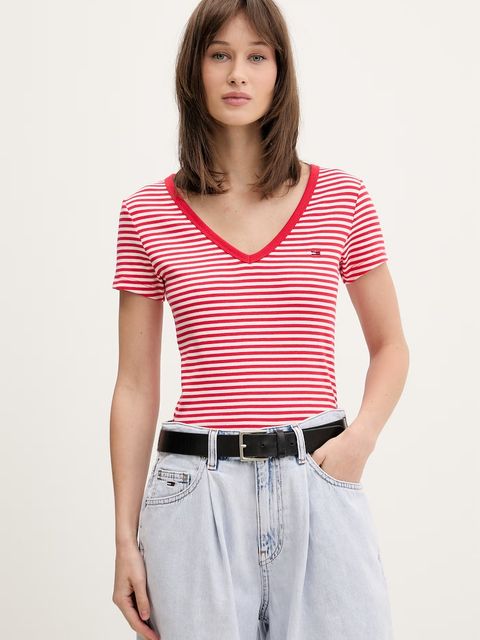 Tommy Jeans T-shirt damski bawełniany z elastanem - zdjęcie produktu nr 1