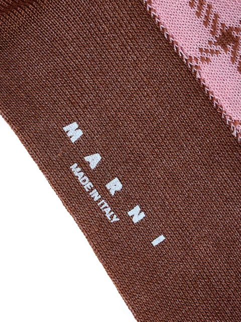 Marni logo-jacquard checked socks - Pink