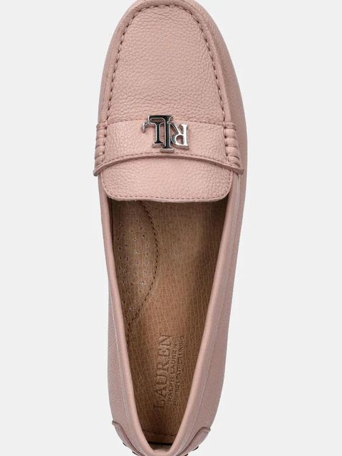 Lauren Ralph Lauren mokasyny skórzane Barnsbury damskie kolor różowy na płaskim obcasie 802942768013