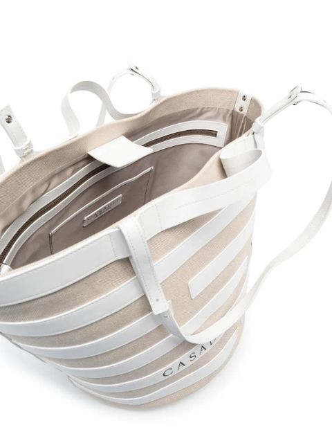Casadei stripe-pattern leather tote bag - Neutrals