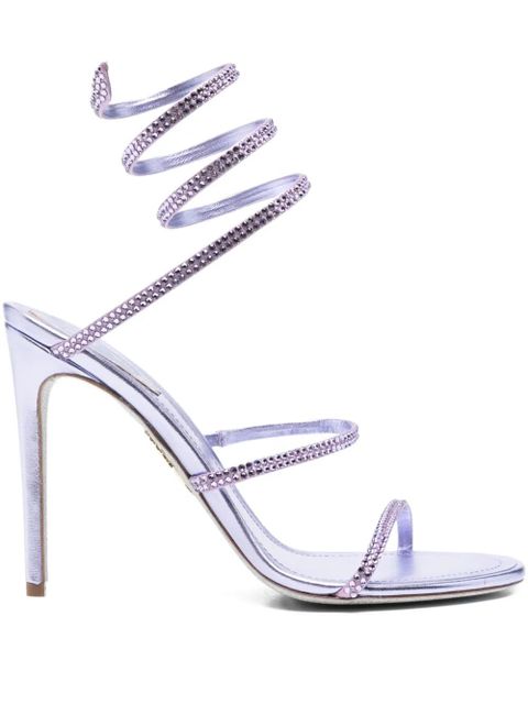 René Caovilla 115mm crystal ankle wrap heeled sandals - White - zdjęcie produktu nr 1