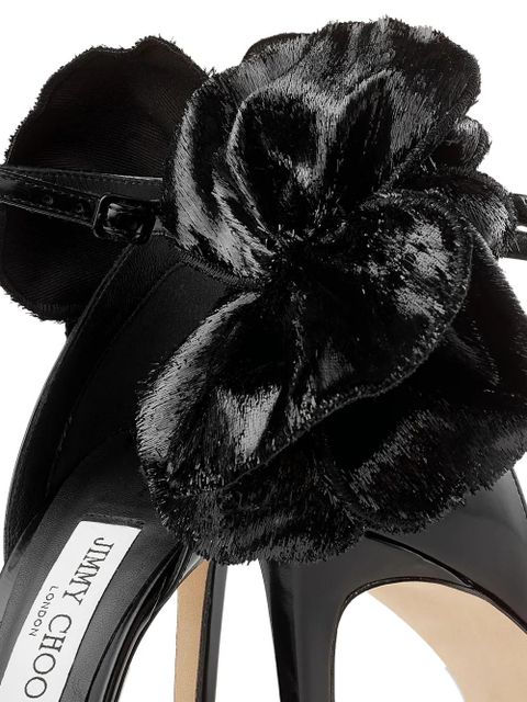 Jimmy Choo 100mm Marja bow ankle-strap pumps - Black