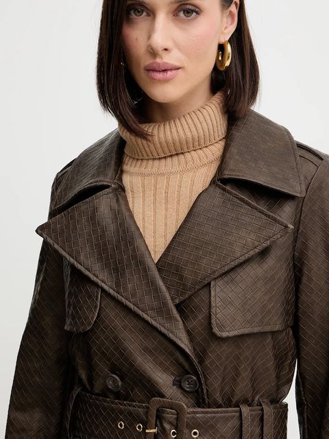 Guess płaszcz CARMEN kolor brązowy W5YL32 WHGT0