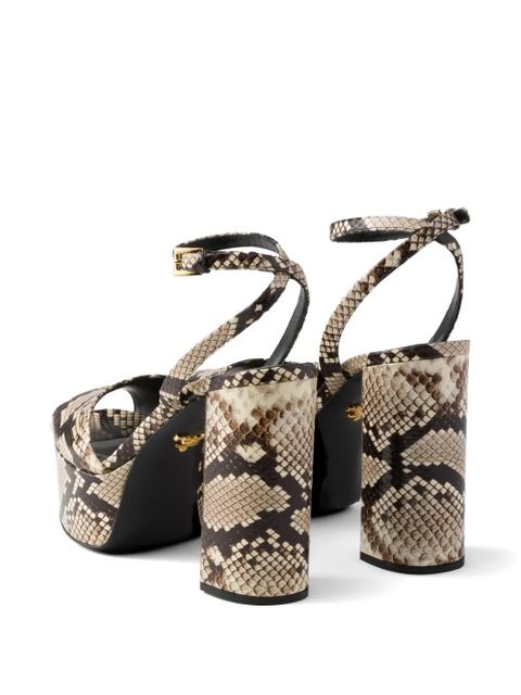 Prada Python-print Ayers leather platform sandals - Neutrals