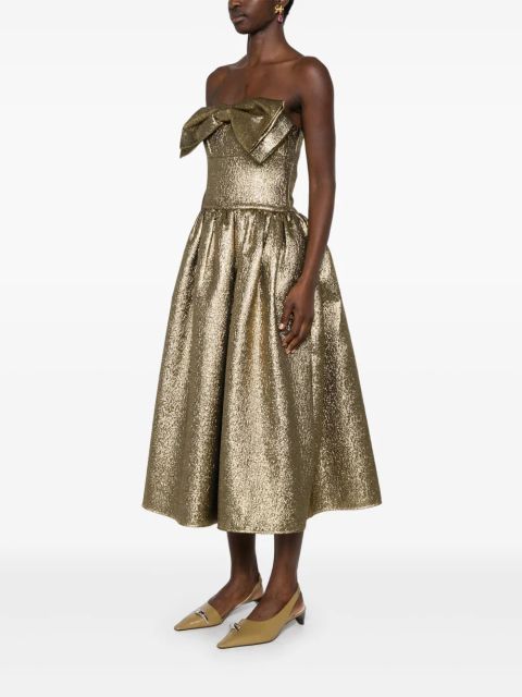 Self-Portrait metallic midi dress - Gold