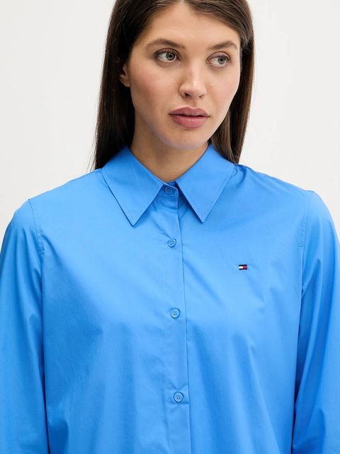 Tommy Hilfiger koszula damska kolor niebieski regular z kołnierzykiem klasycznym WW0WW47169