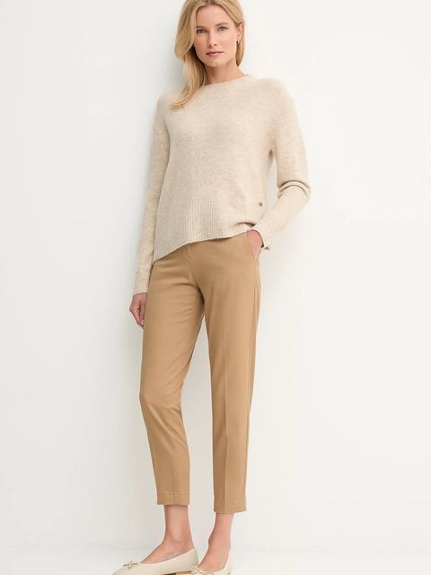 United Colors of Benetton spodnie damskie kolor beżowy dopasowane high waist 4FRXDF096