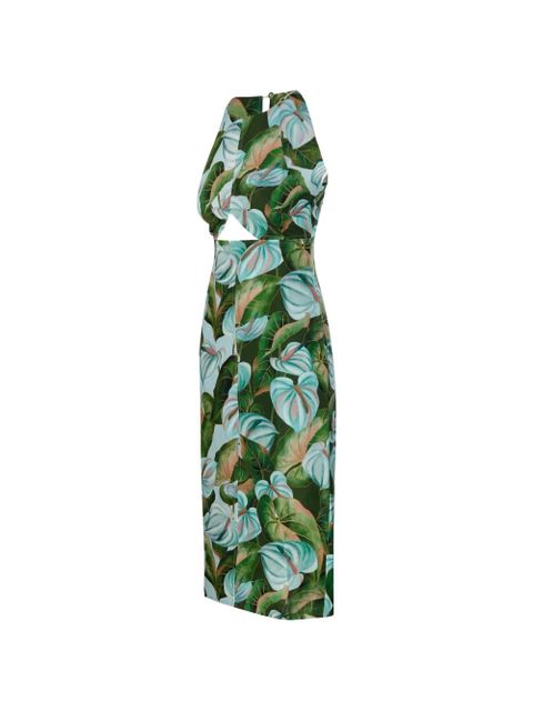 FARM Rio cut-out floral-print midi dress - Green