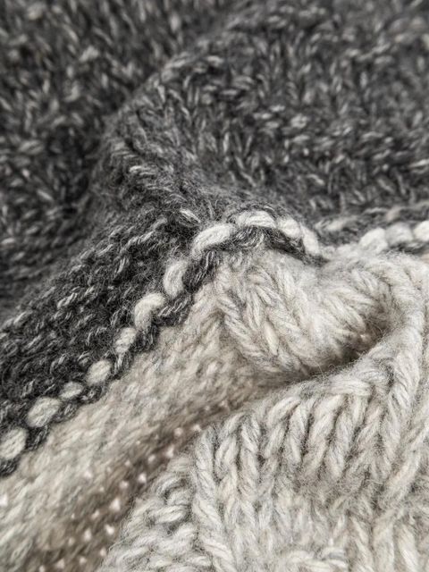 GANNI patchwork fringed scarf - Grey