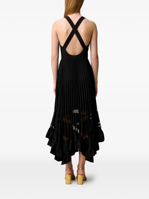 Claudie Pierlot pleated ruffled-hem dress - Black