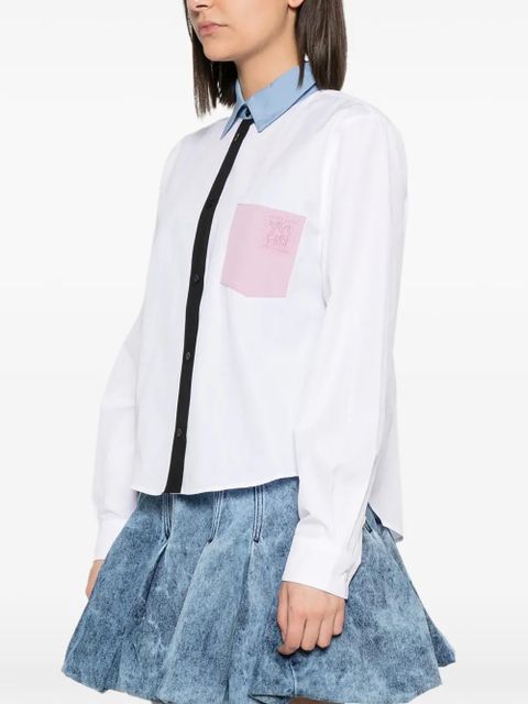 Marni contrast-collar patch-pocket shirt - White