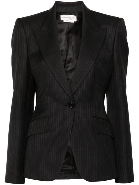 Alexander McQueen single-breasted pinstriped blazer - Grey - zdjęcie produktu nr 1