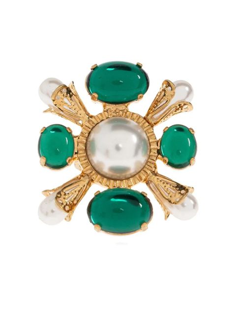 Balmain crystal-embellished faux-pearl ring - Gold - zdjęcie produktu nr 1