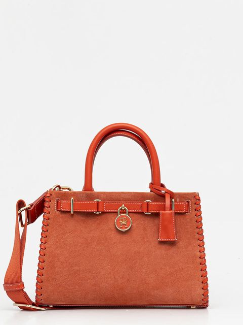 Tommy Hilfiger torebka zamszowa kolor pomarańczowy AW0AW17469
