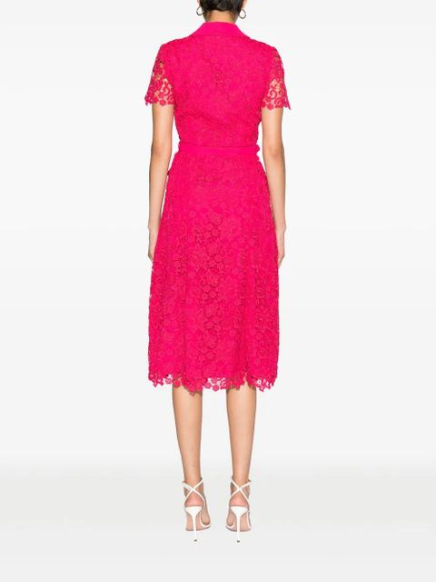 Self-Portrait belted lace midi dress - Pink