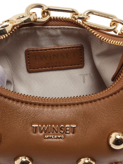 TWINSET stud-embellished leather clutch bag - Brown