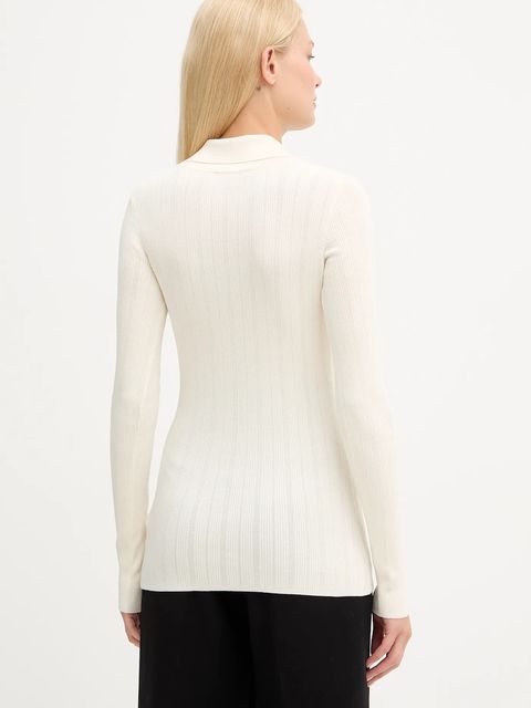 Elisabetta Franchi sweter z dodatkiem jedwabiu damski kolor beżowy lekki MK09B56E2 - zdjęcie produktu nr 2