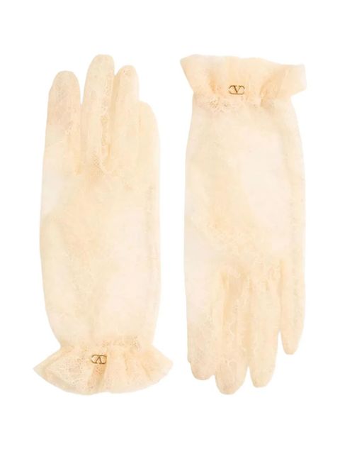 Valentino Garavani ruffled-lace gloves - Yellow - zdjęcie produktu nr 1