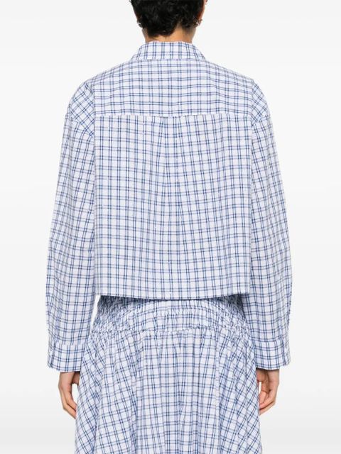 Maje checked-pattern cropped shirt - White