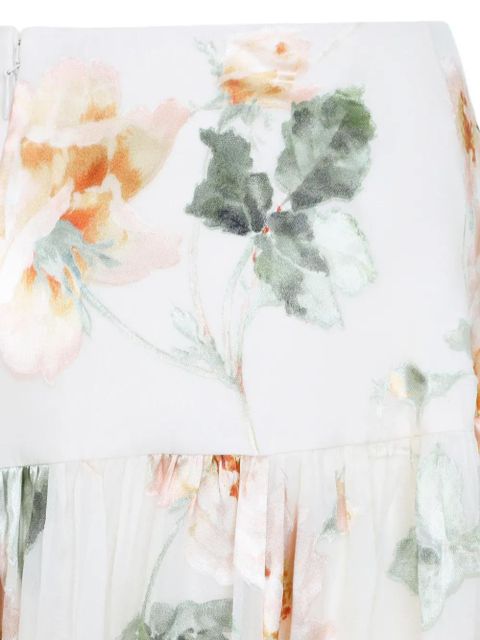 ZIMMERMANN Carousel Burnout floral-print tiered skirt - Neutrals